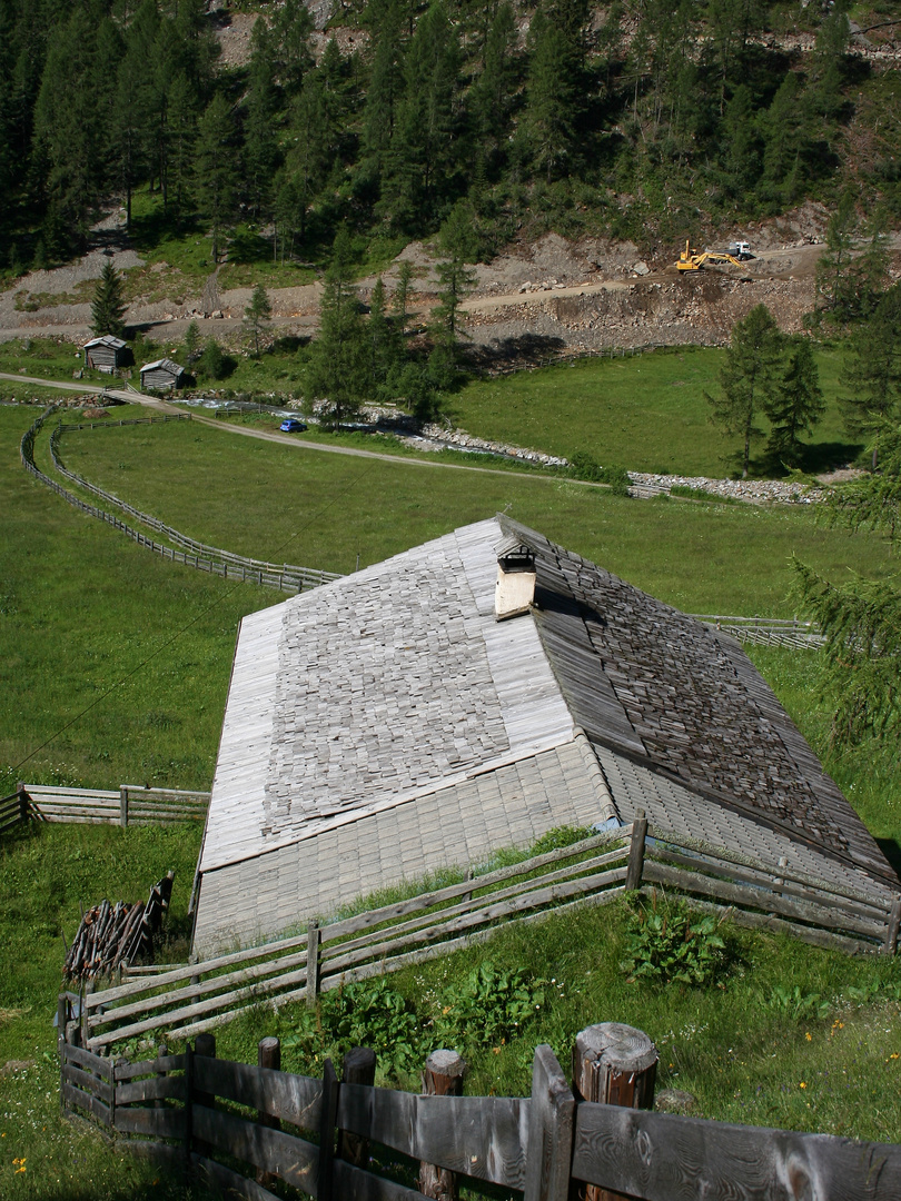 Alte Almhütte und neuer Almweg (IMG_7398_ji)