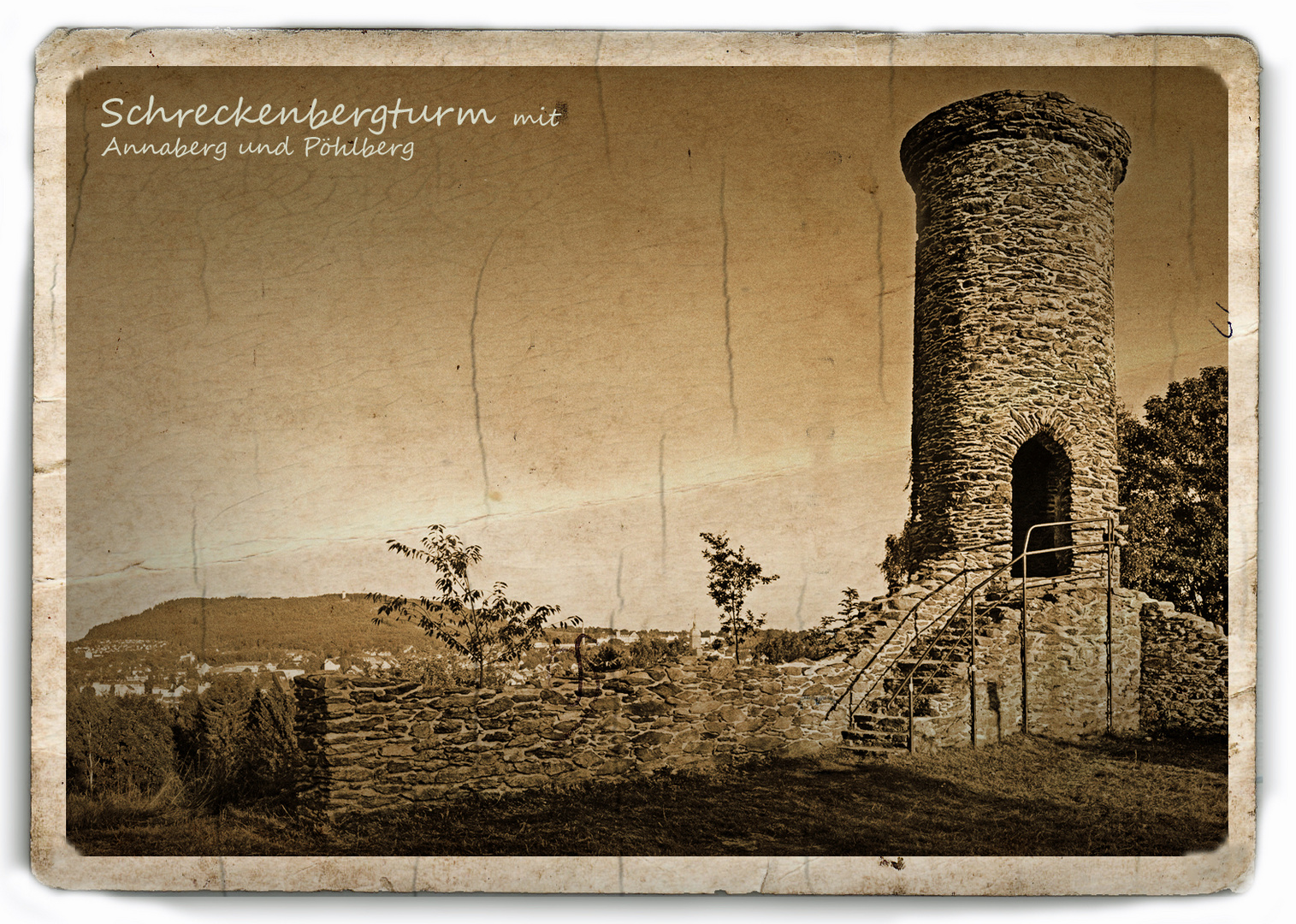 alte Ansichtskarte vom Schreckenbergturm bei Annaberg