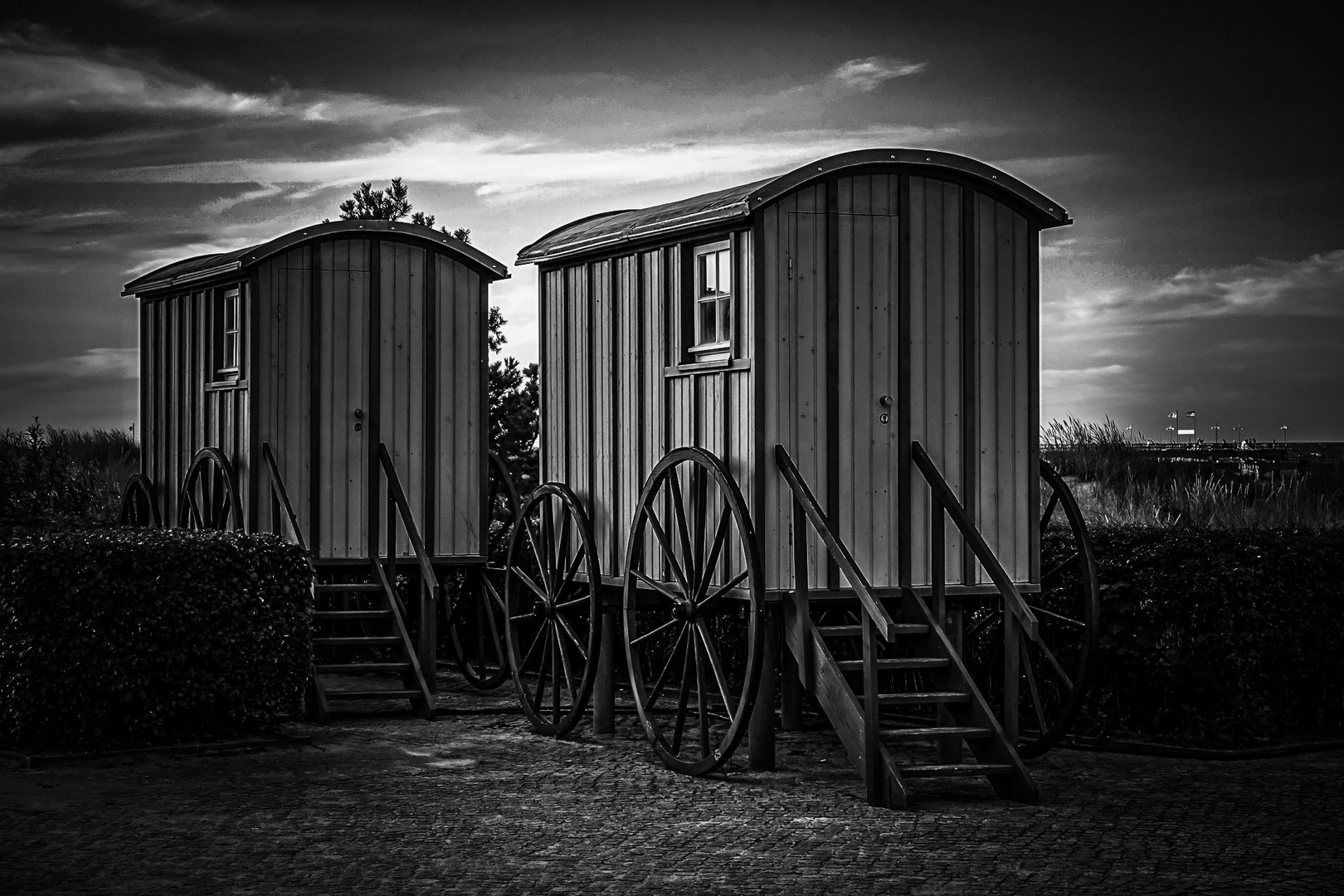 Alte Badewagen in Bansin auf Usedom