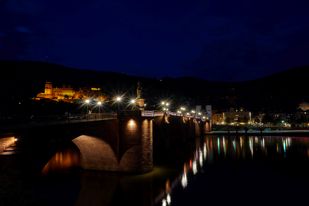 Alte Brücke Heidelberg bei Nacht 