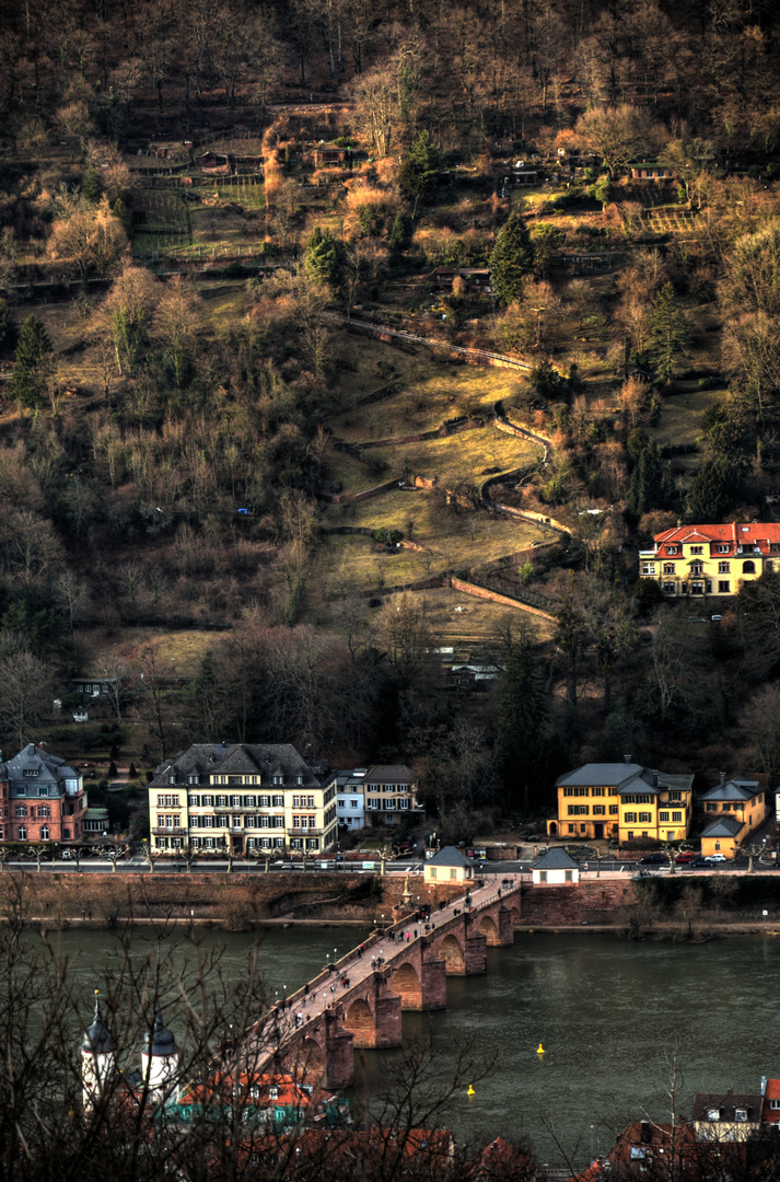 Alte Brücke und Schlangenweg HDR, Heidelberg