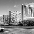 Alte DDR Architektur die Scheiben in Halle Neustadt, Halle an der Saale, Sachsen-Anhalt