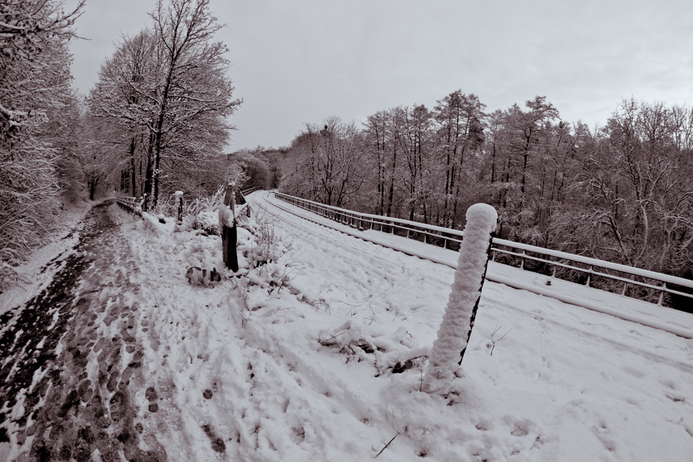 Alte Eisenbahnbrücke im Winter