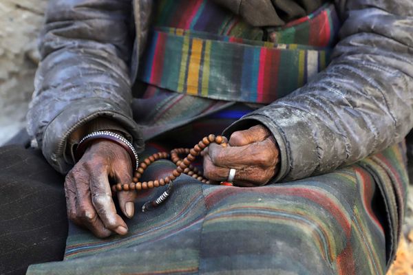 Alte Frau aus Lo Manthang, Upper Mustang, Nepal