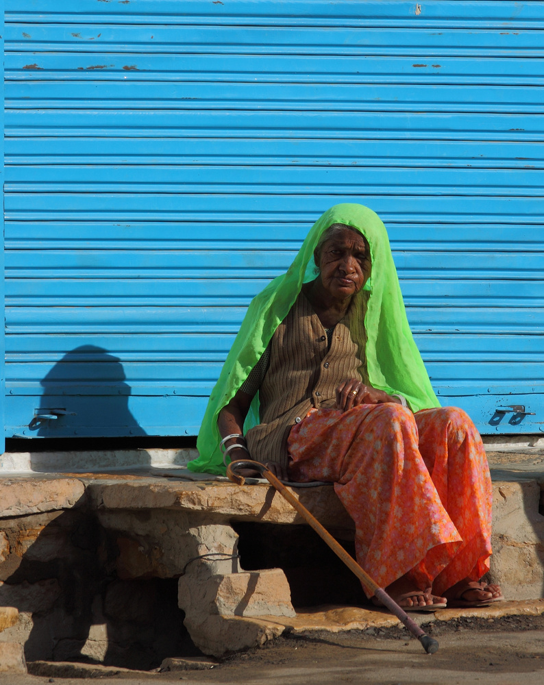 Alte Frau in Jaisalmer, Indien