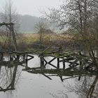 Alte marode Holzbrücke über die Gräfte beim Schloß Ermelinghof (Bockum-Hövel)