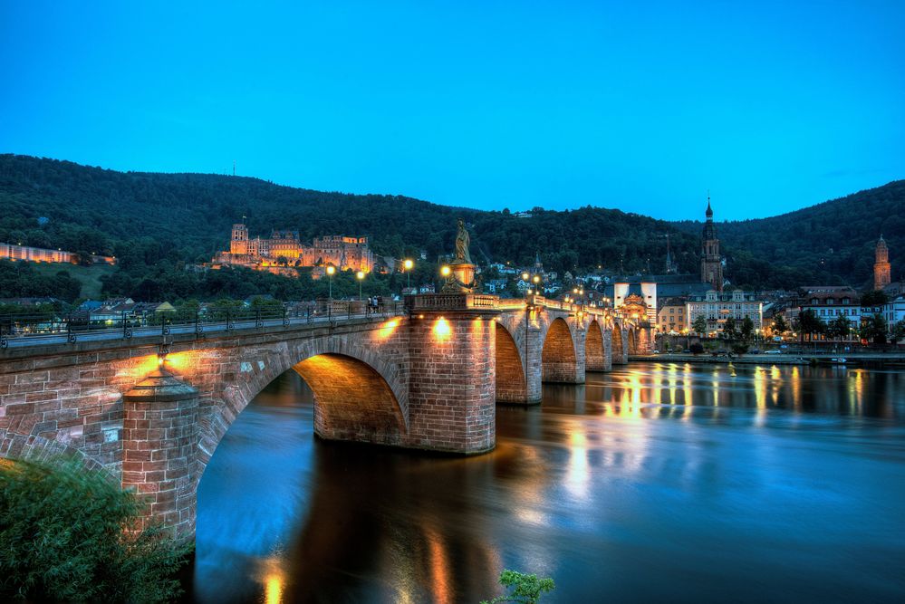 Alte Neckarbrücke bei Dämmerung 2