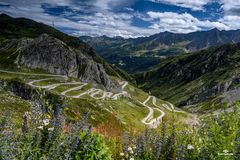 Alte Pass-Strasse auf dem Gotthard (Tremolastrasse, Schweiz)