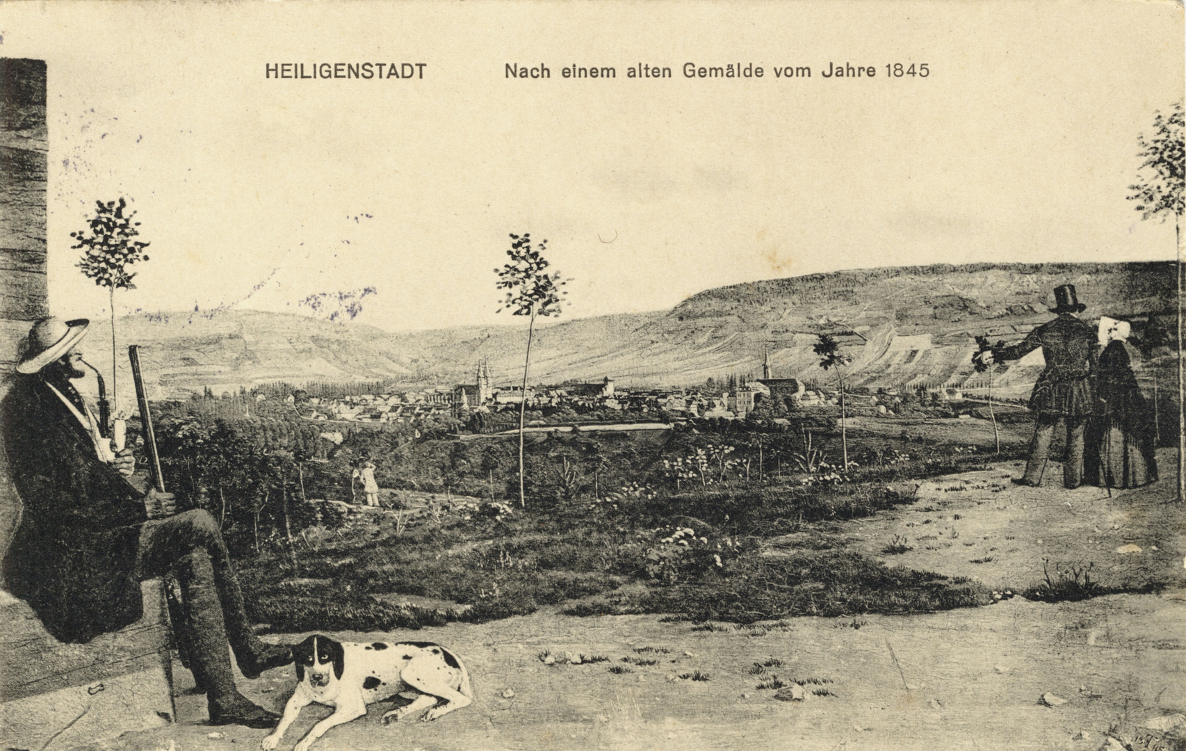 Alte Postkarte von Heiligenstadt um 1845