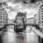 Alte Speicherstadt in Hamburg in S/W