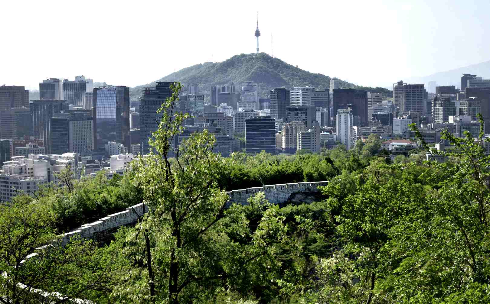 Alte Stadtmauer mit N Tower in Seoul