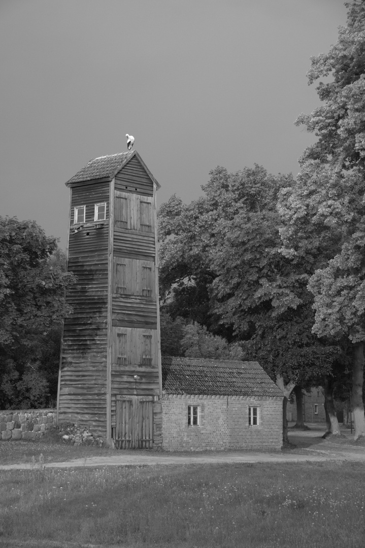 Alter Schlauchturm in s/w