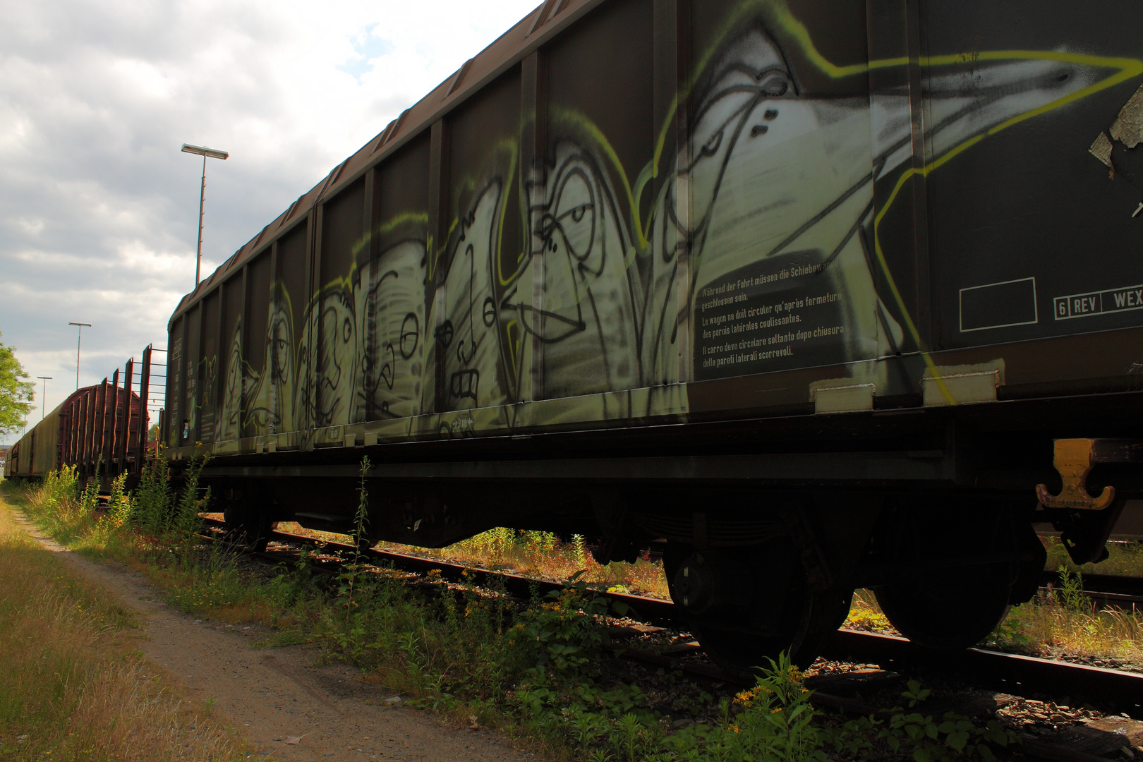 Alter Zug am alten Rangierbahnhof, Graffiti