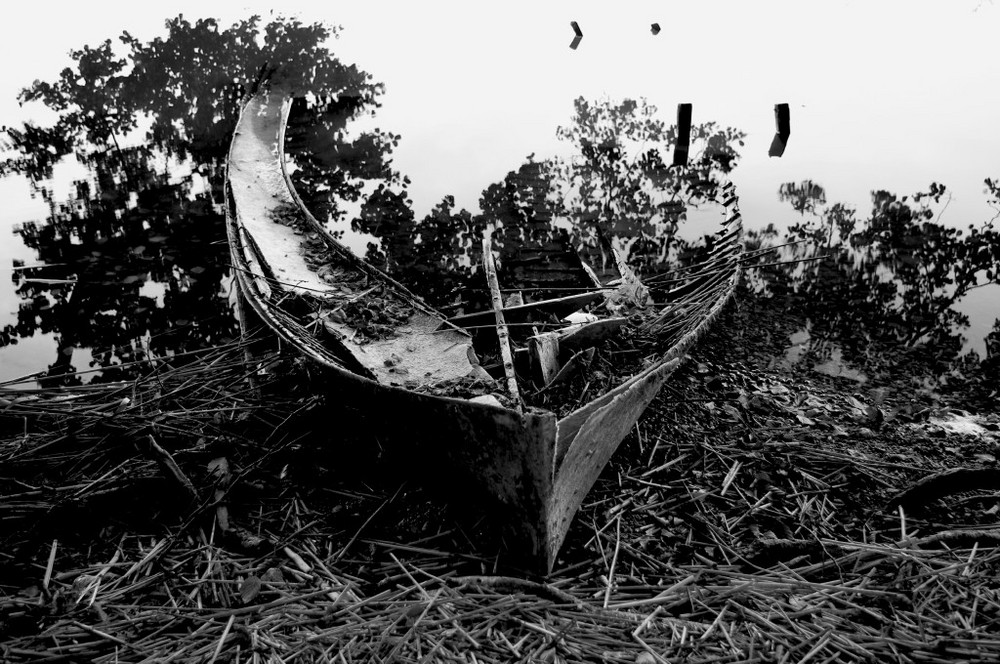 Altes Boot am Boddenufer