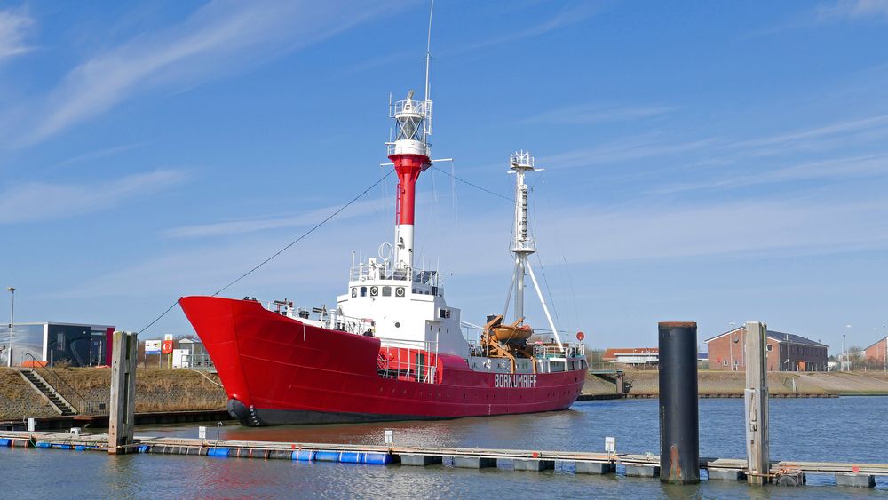 Altes Feuerschiff "BORKUMRIFF" an seinem letzten Liegeplatz im ehem. Marinehafen auf Borkum.