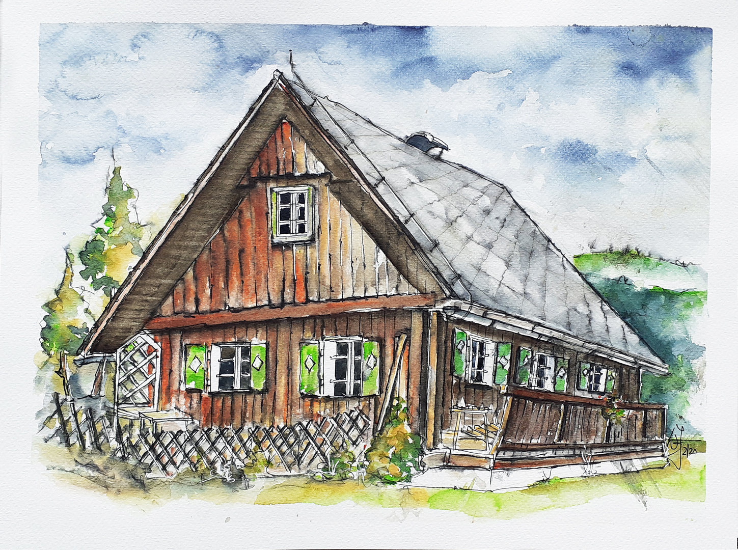 Altes Holz Wohnhaus Foto Bild Art Aquarelle Aquarell Bilder Auf Fotocommunity