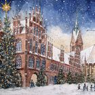 Altes Rathaus und Marktkirche zu Hannover im Winter