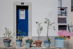 Altstadt Alfama Haus mit Topfpflanzen als Vorgarten