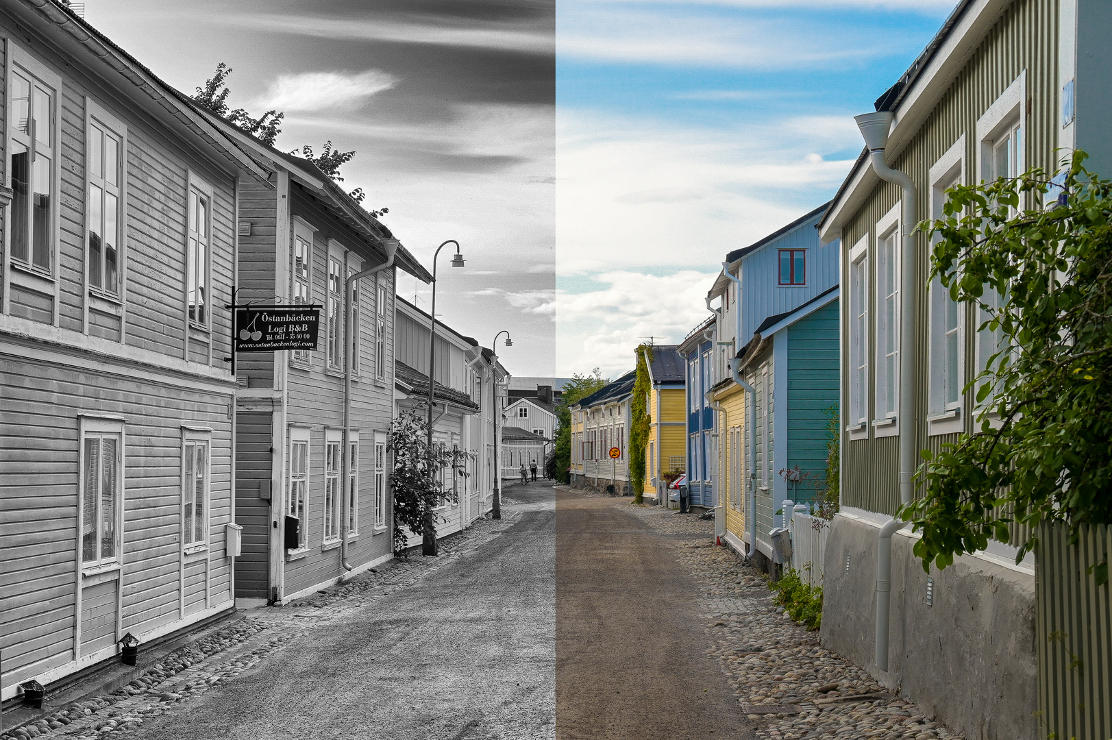 Altstadt-Holzhäuser in Härnösand, Schweden