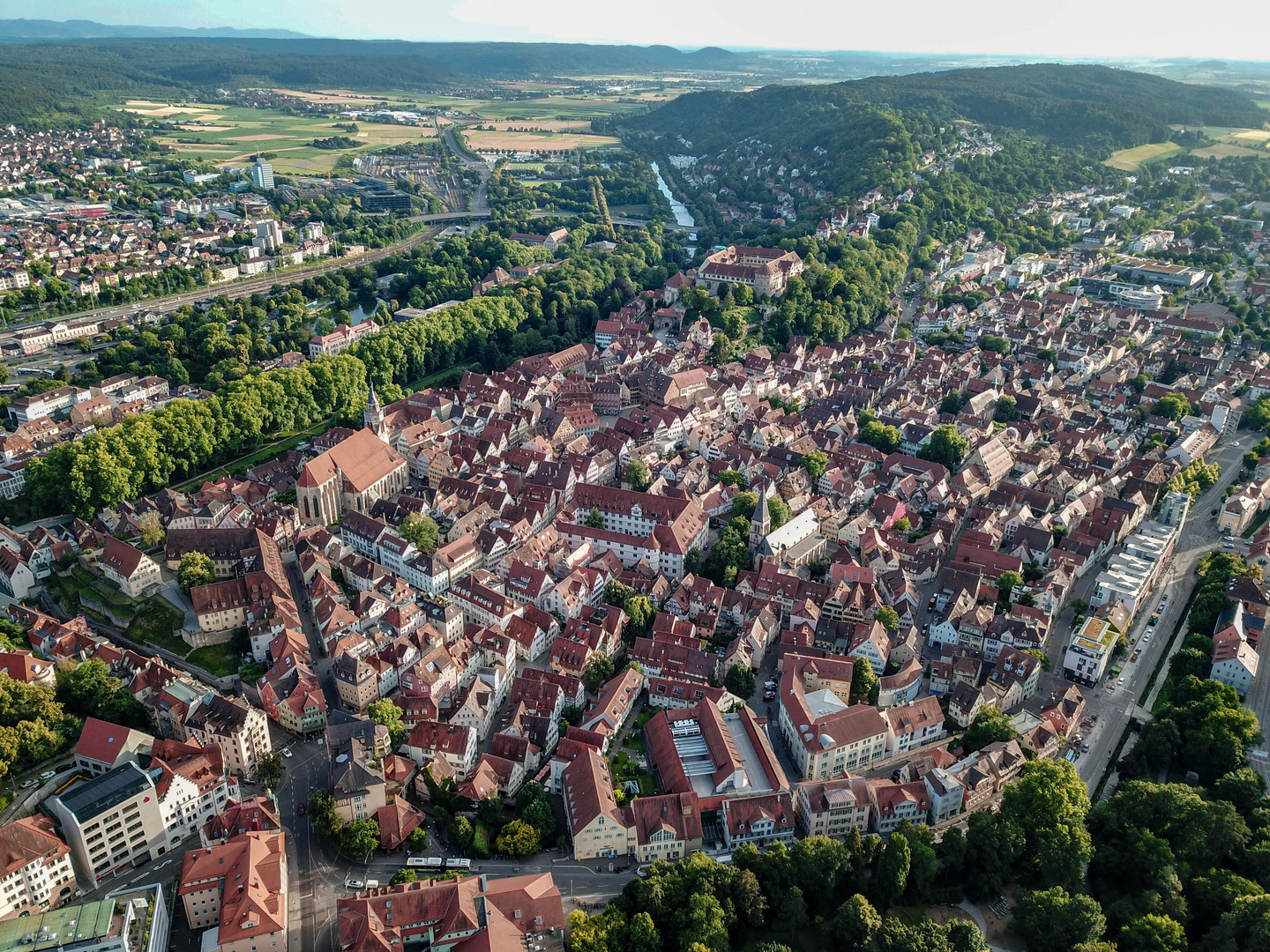 Altstadt Tübingens aus der Luft