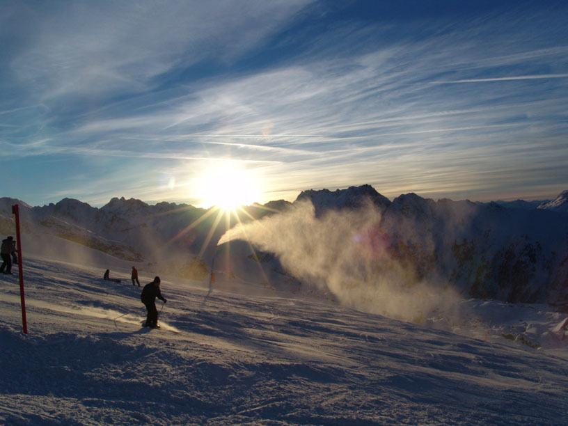 am Abend auf der Piste