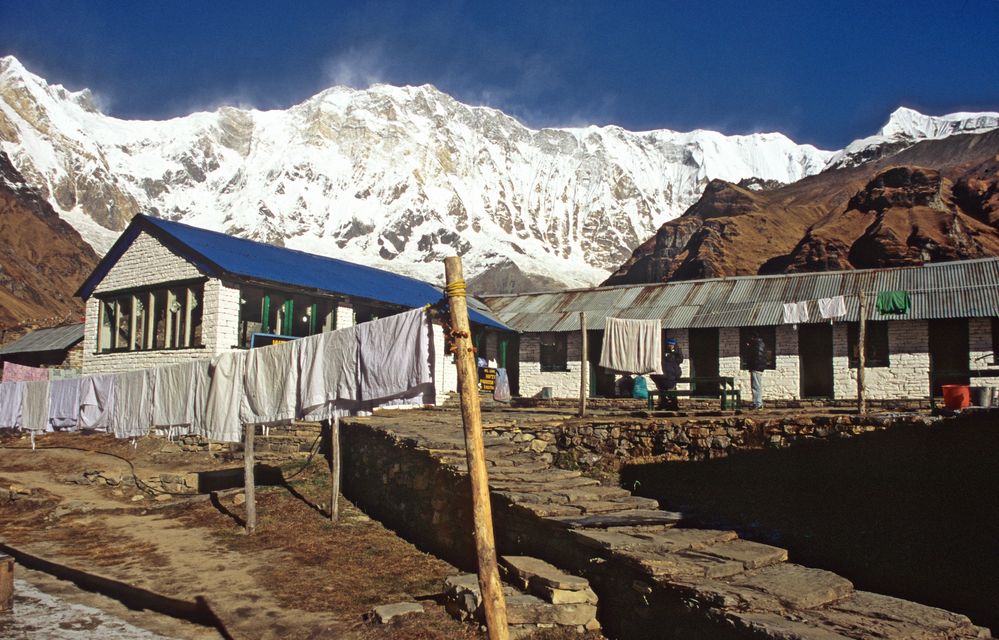 Am Annapurna Base Camp mit Annapurna I (8091 m)