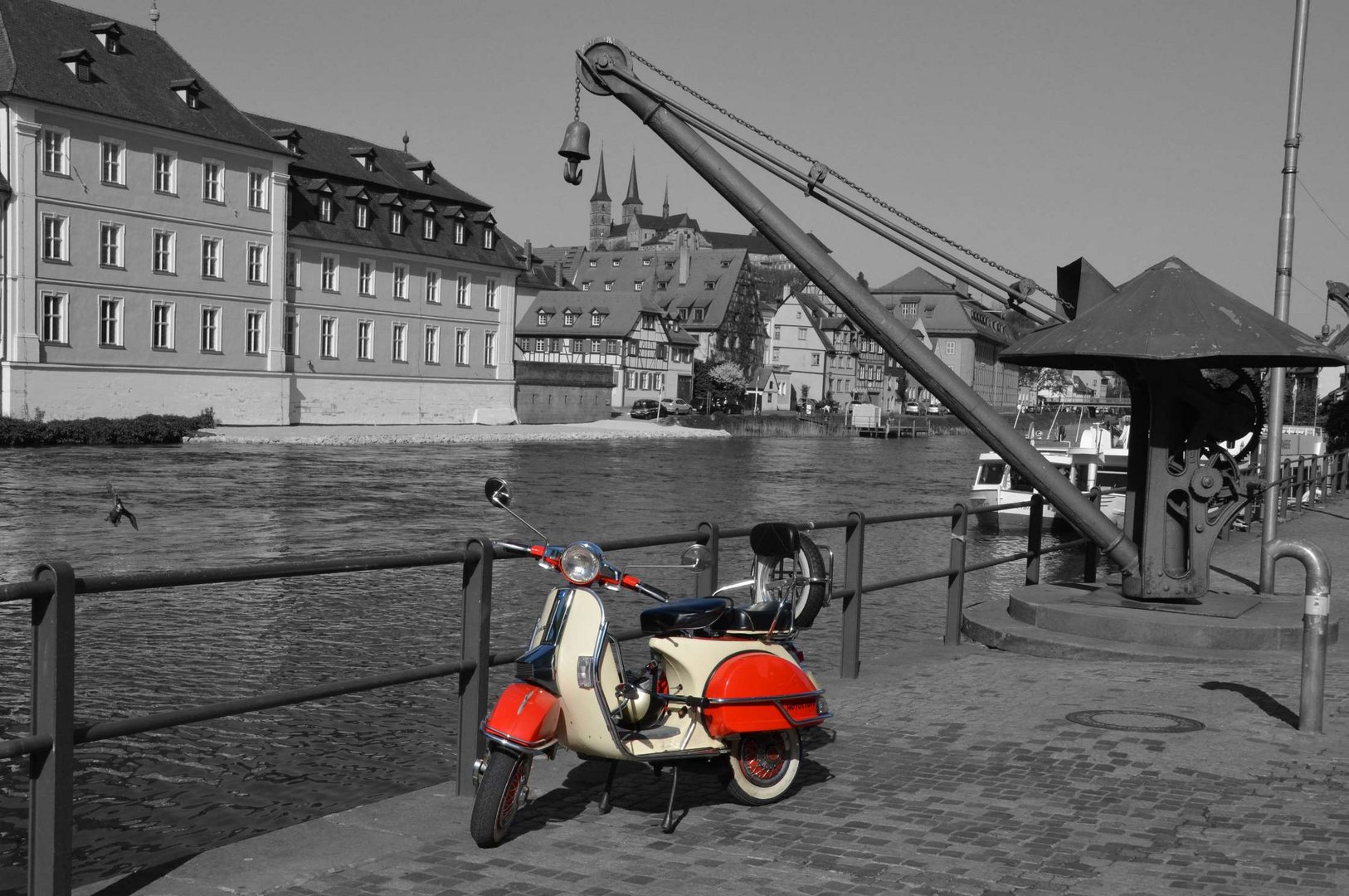 Am Bamberger Kranen mit Blick zum Michaelsberg