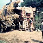 Am Dreschplatz ca. 1954 - Die Dreschmaschine im Einsatz