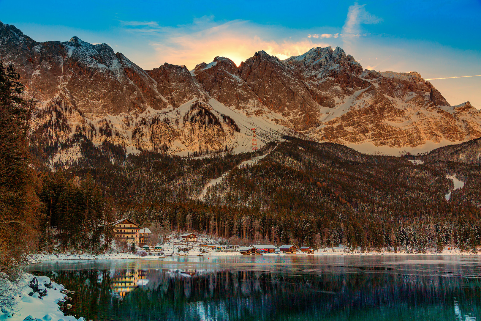 Am Eibsee mit Blick auf die Zugspitze