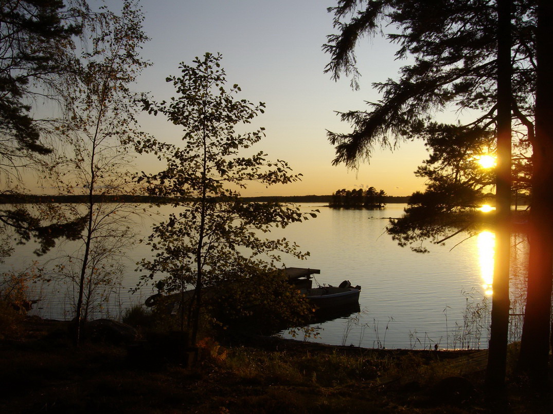 Am einem Abend am Skagern-See. Schweden