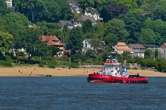 am Elbstrand - davor der Schlepper ZP Condon