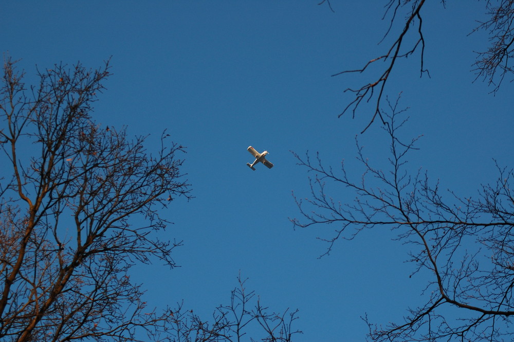 am Himmel ein Fliegzeug