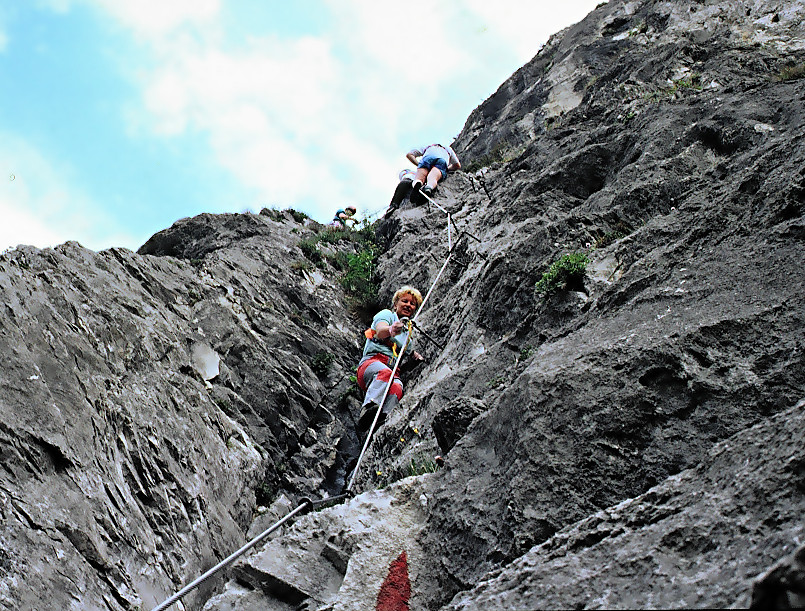 am Klettersteig in der Martinswand/Karwendelgebirge