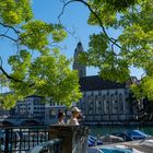 Am Limmatquai Blick zum Großmünster Zürich