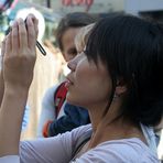 Am Marienplatz beim 17-Uhr-Glockenspiel