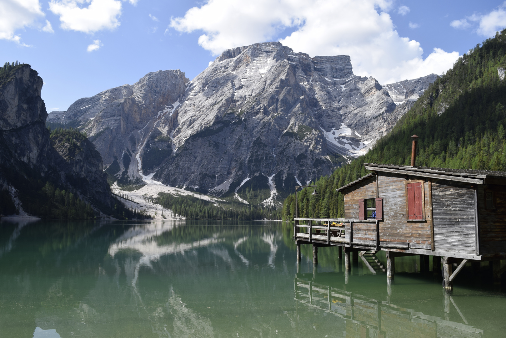 Am Pragser Wildsee Ruhe vor den Dreharbeiten zur Bergpolizei mit