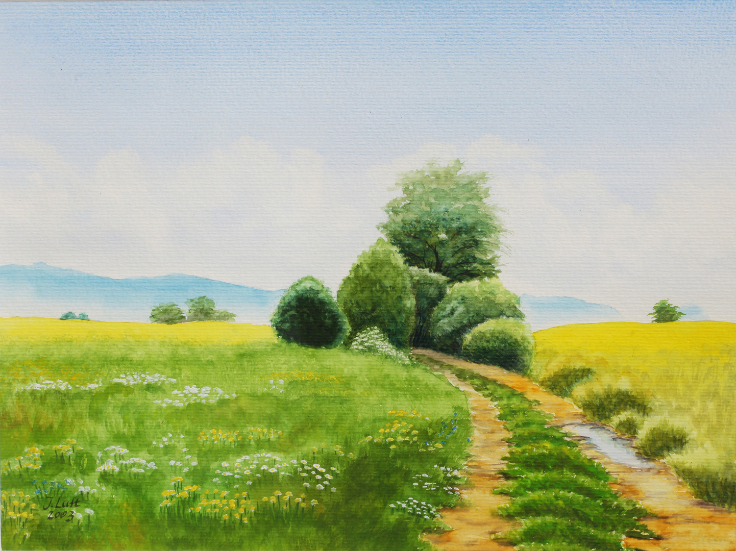 Am Rapsfeld - Aquarell 2003 ca. 24x32cm