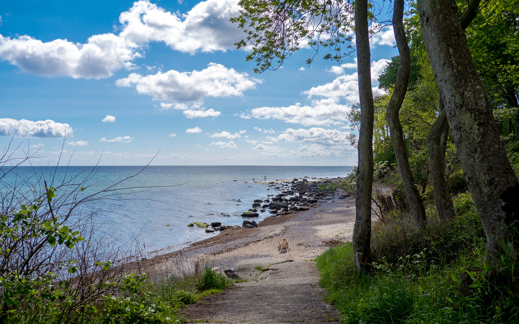 Am steinigen Strand an der Ostküste Fehmarns