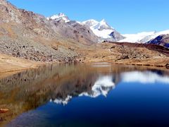 Am Stellisee / Hinten Fluhalp mit Rimpfischhorn und Strahlhorn.