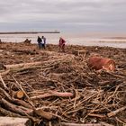 Am Strand von Les Cabanes de Fleury am Tag nach dem Unwetter