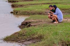 Am Ufer des Mekong in Vientiane  .....