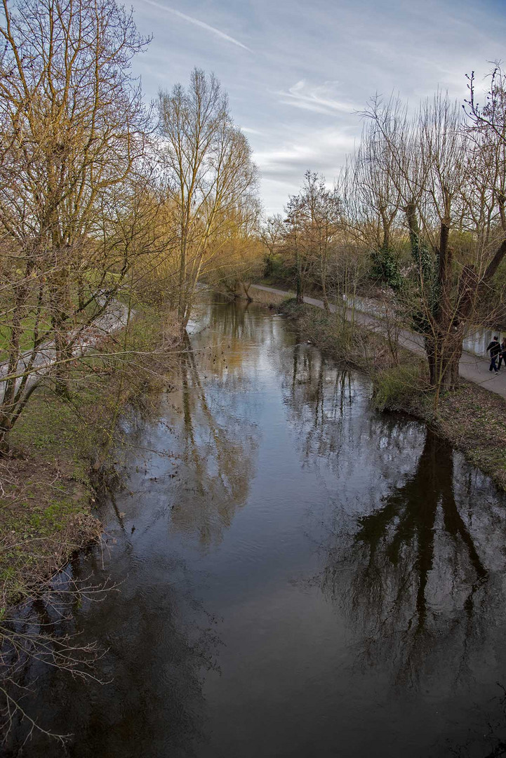 Am und im Fluss gespiegelt