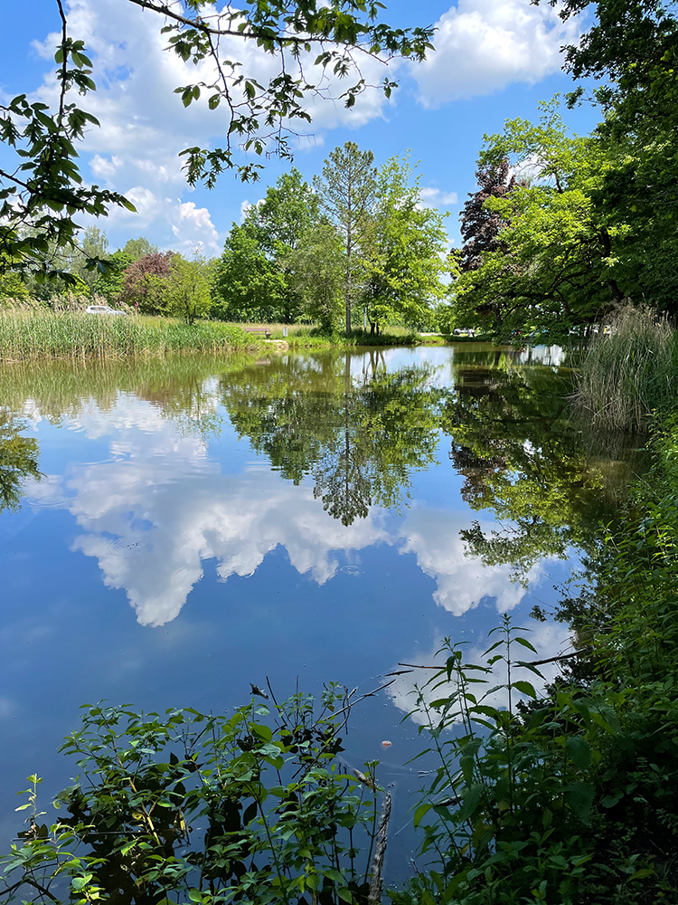 am Weiher sitzen und genießen