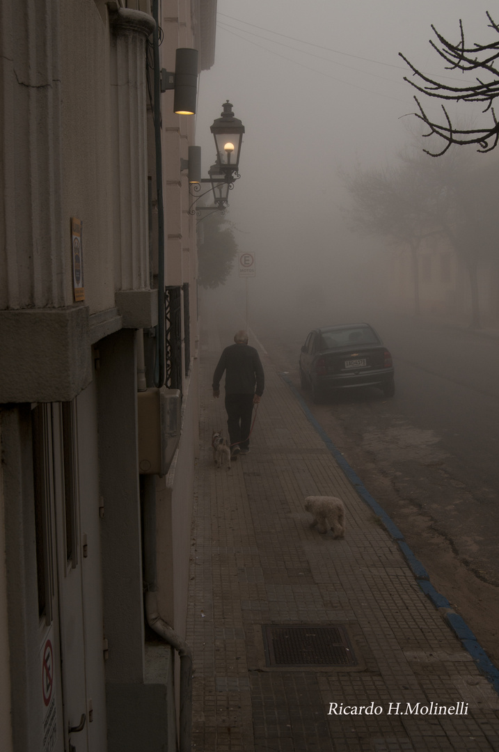 Amanecer de frío y niebla