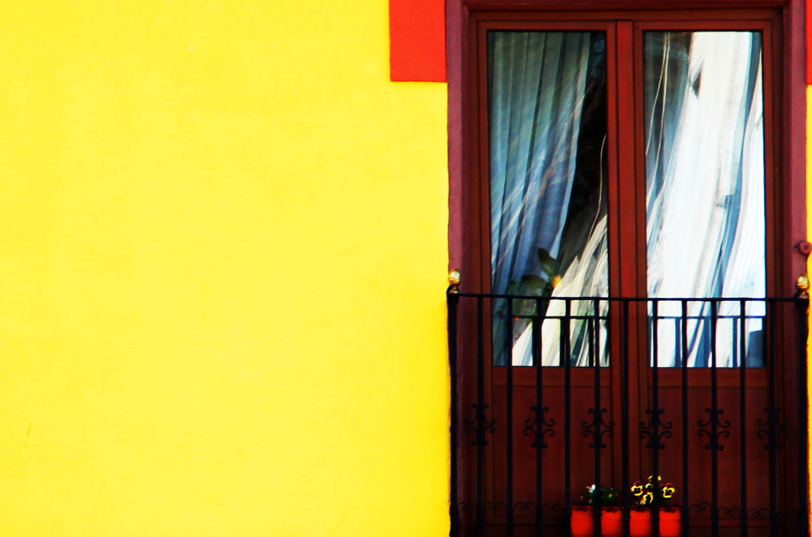 Amarillo con balcón.