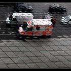 Ambulance vehicle in the mirror