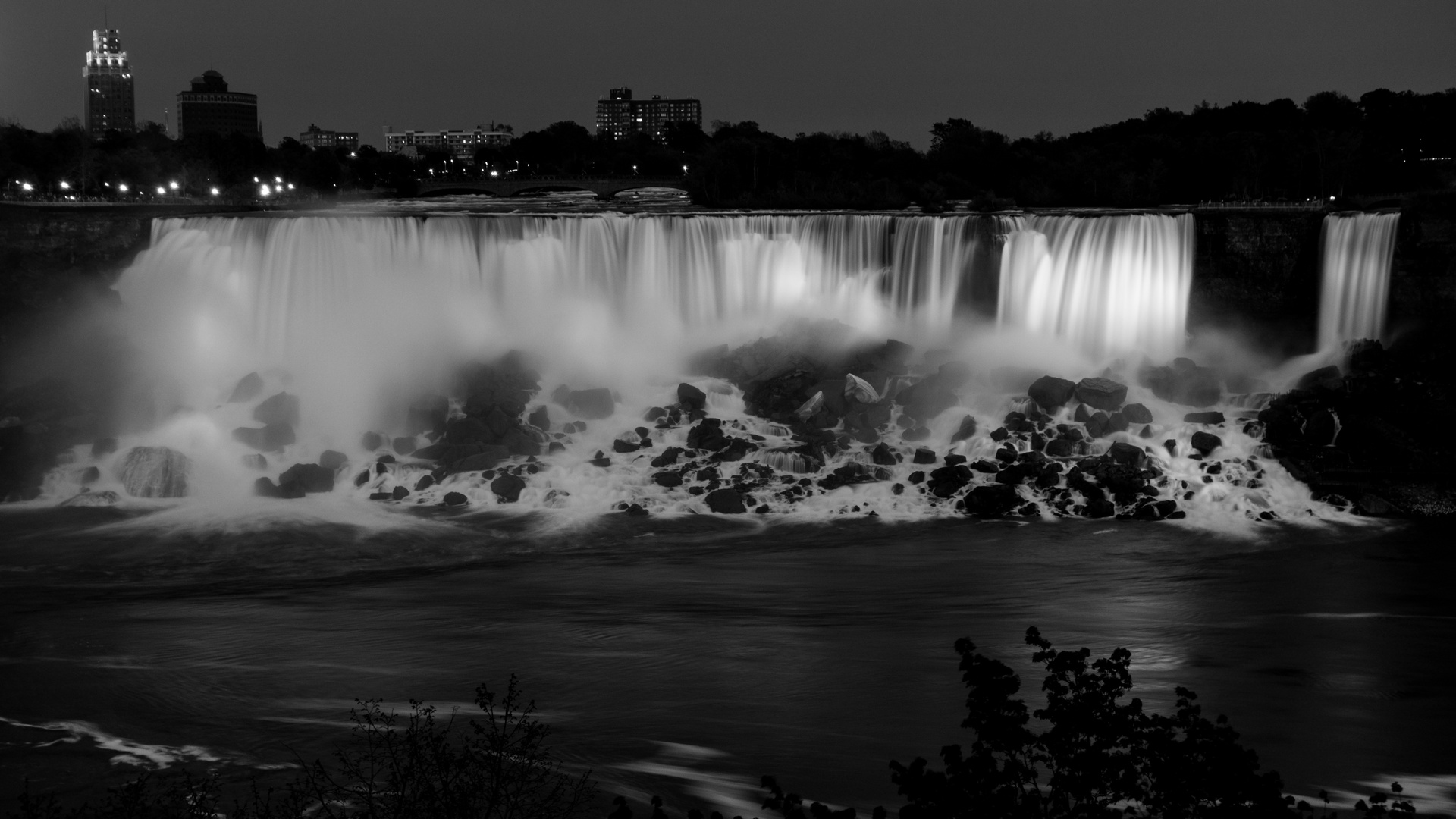 American Falls and Bridal Veil Falls @ Night