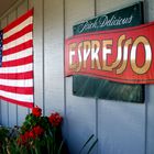 American Flag and coffee sign