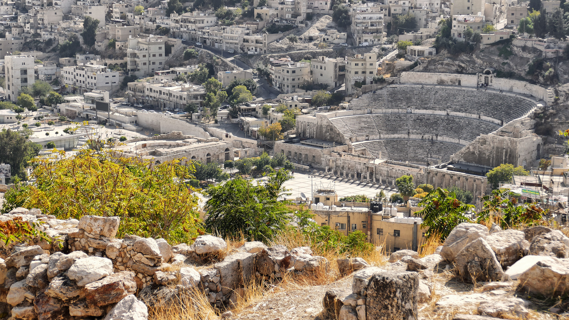 Amman Zitadellenhügel Blick auf das Theater 