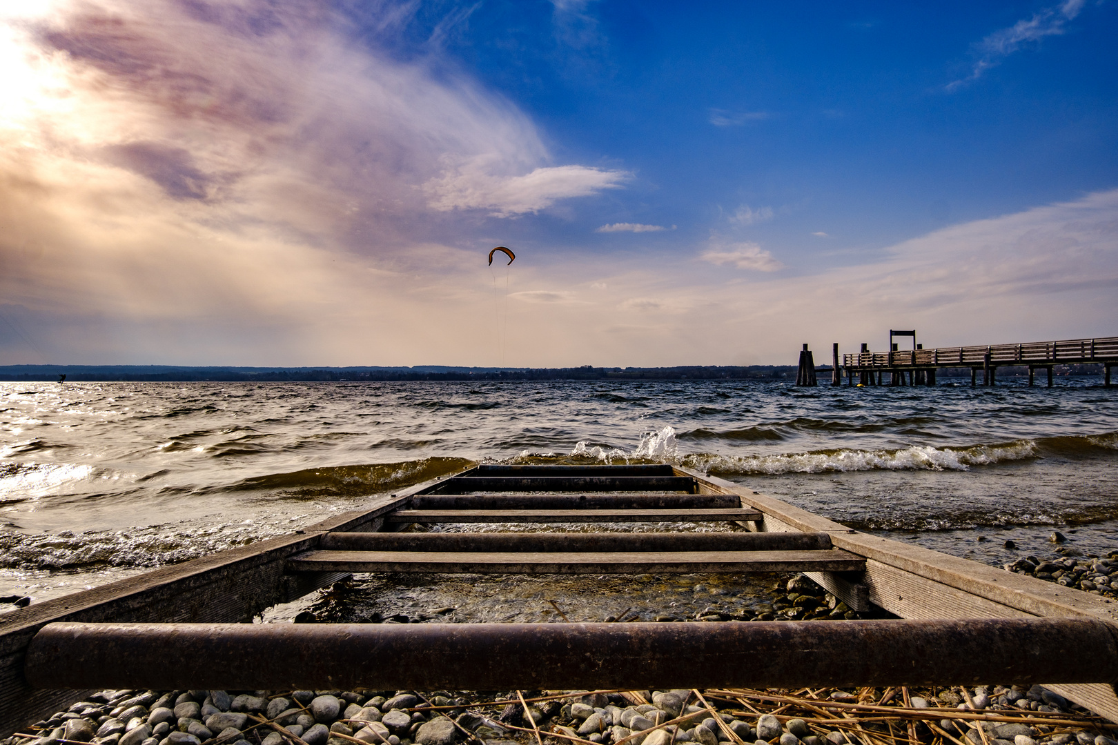 Ammersee Breitbrunn, Slipanlage vorm Bootshaus